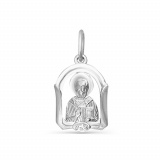 Серебряная иконка подвеска «Николай чудотворец» с фианитом