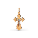 Золотая православная подвеска крестик с эмалью