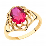 Золотое кольцо с нано-рубином и рубином
