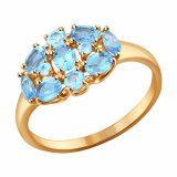 Золотое кольцо с голубым топазом