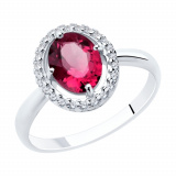 Серебряное кольцо с нано-рубином, фианитом, рубином