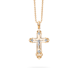 Золотая православная подвеска крестик с фианитом