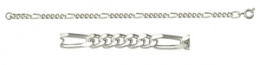 Серебряный браслет цепочка с плетением фигаро