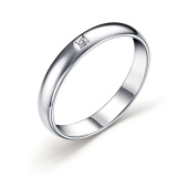 Серебряное обручальное кольцо с бриллиантом