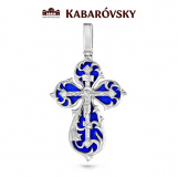 Серебряная православная подвеска крестик с эмалью