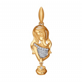 Золотая подвеска со знаком зодиака «Дева» с фианитом